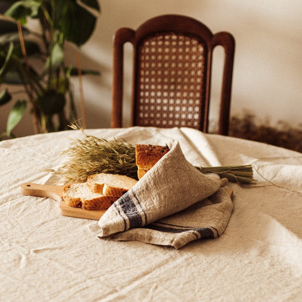 Linen Kitchen Towel - Vintage Blue Stripes