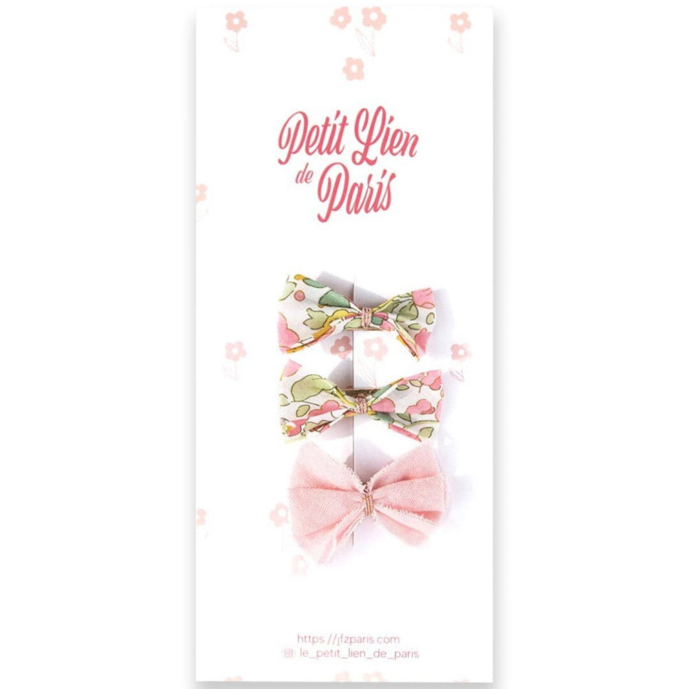 Barrette Set - Liberty Betsy Marshmallow & Double Pink Gauze